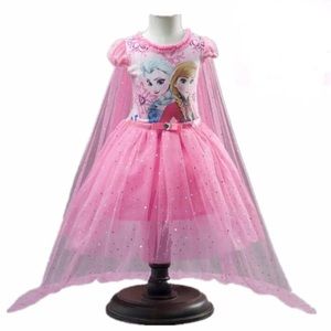 Girls Pink Frozen Princesses Dress with cape